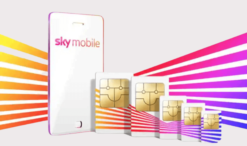 Sky mobile phone and SIM cards laid out