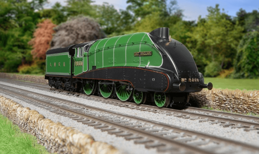 a green model train