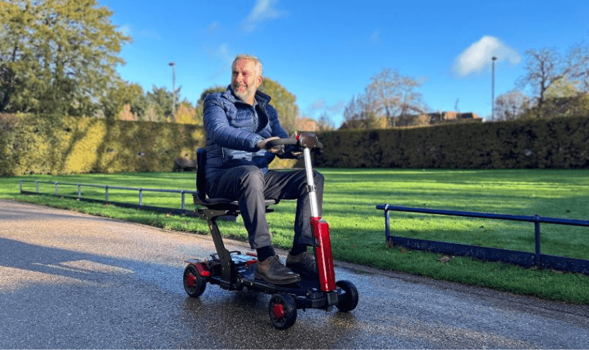 a man on his mobility scooter