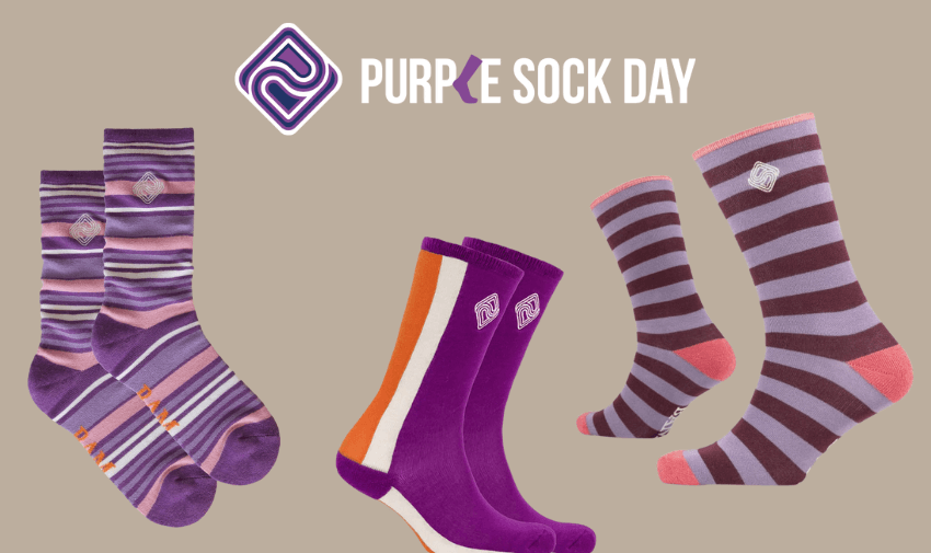 Selection of Purple Socks for Purple Sock Day 2024