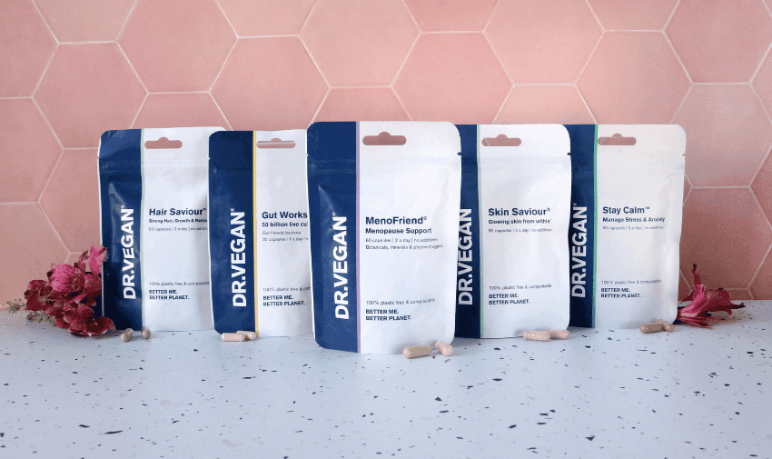 A selection of Dr. Vegan supplement pouches