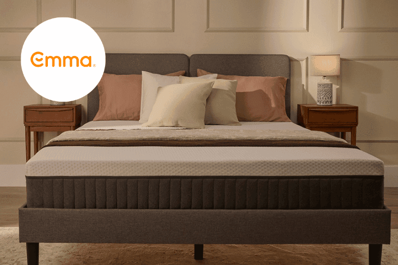 Emma Original Pro double mattress in modern bedroom, representing the Emma Sleep competition to win a £799 mattress and exclusive Purpl discounts for disabled people and long-term health conditions.